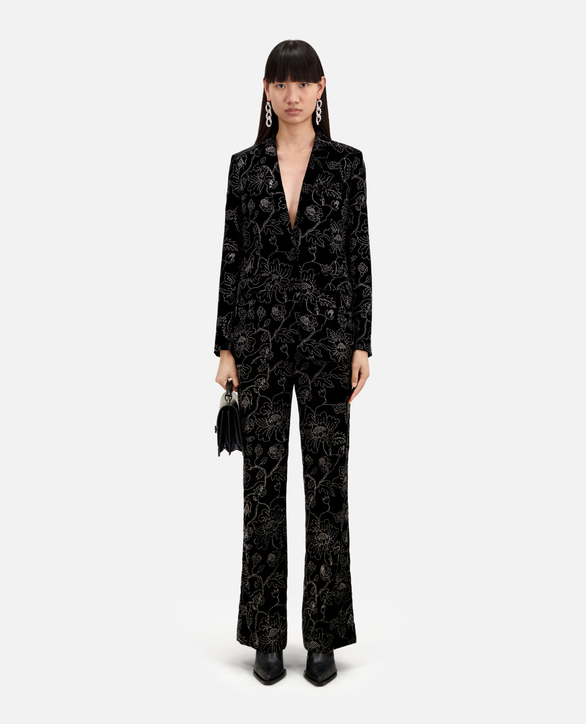 Black velvet suit jacket