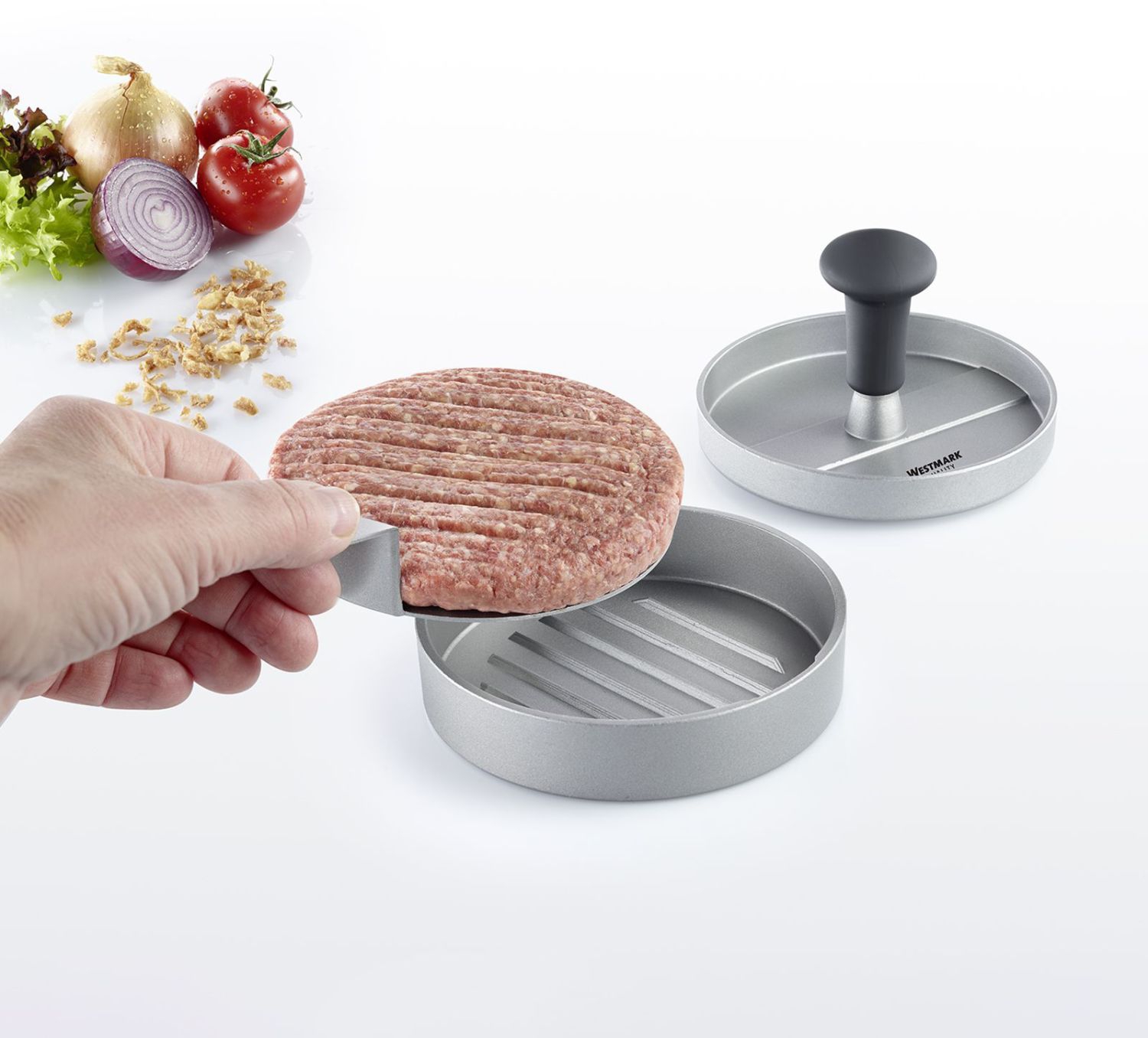 Westmark Hamburgermaker mit Heber Uno Plus silber