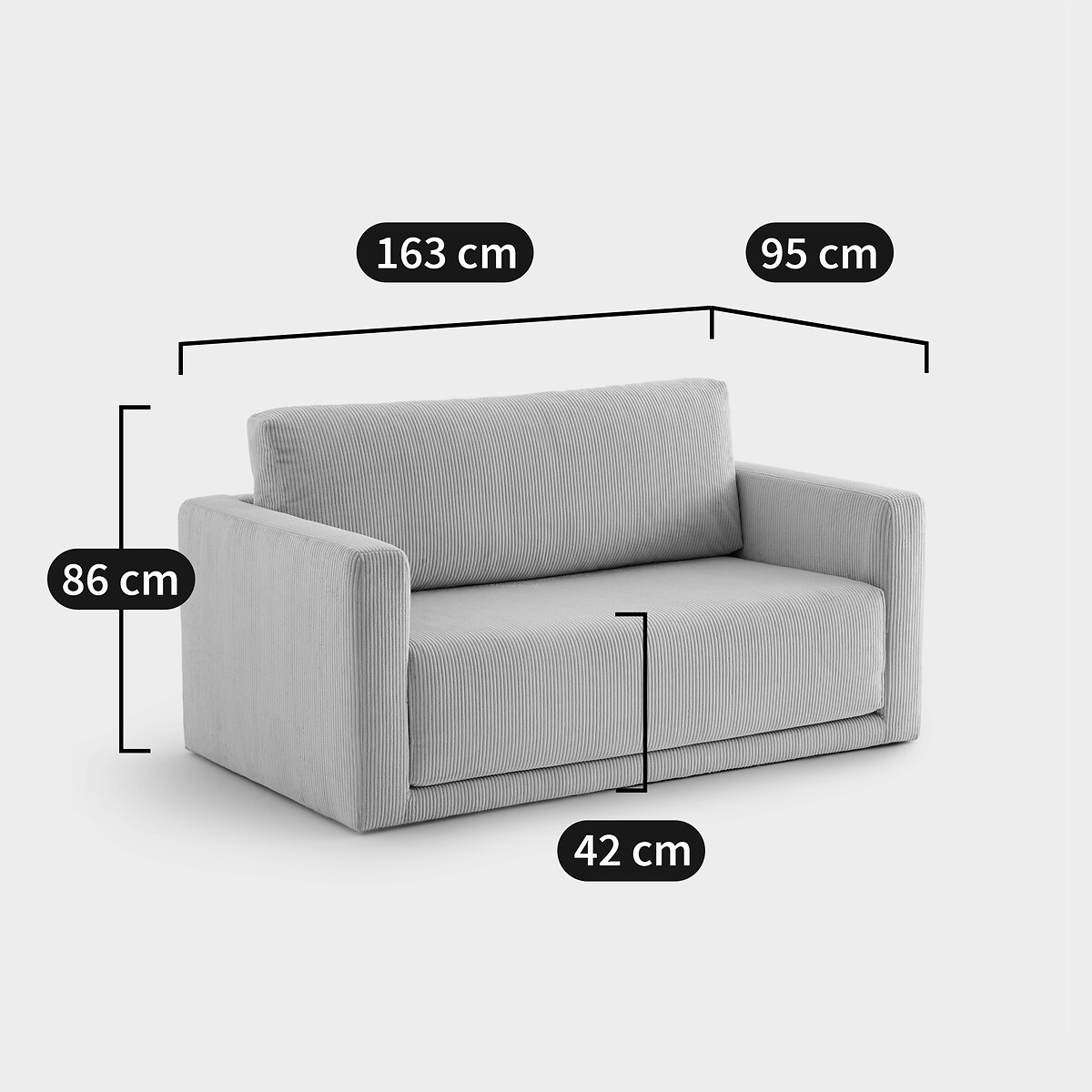 LA REDOUTE INTERIEURS<br>Sofá cama 2 lugares ribfluweel Hani