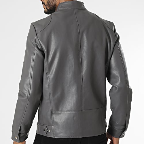 Veste Biker Gris Anthracite