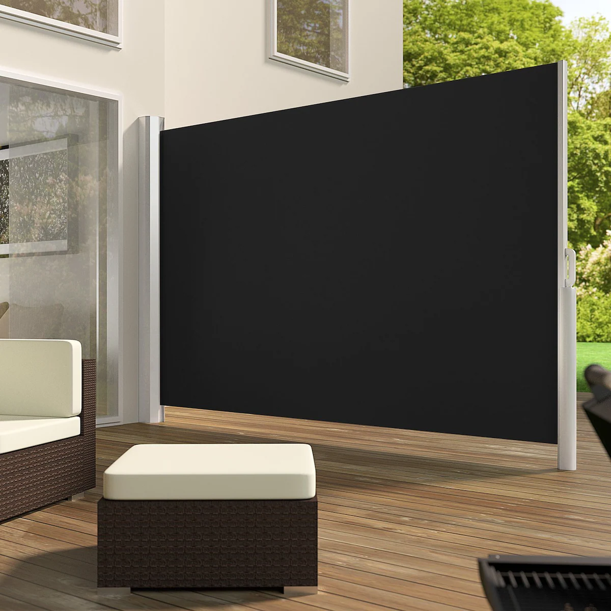 Sidemarkise med uttrekkbar mekanisme - 200 x 300 cm,svart