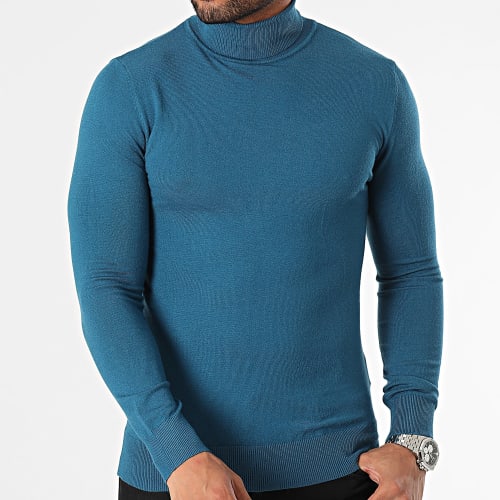 Pull Col Roulé Bleu Pétrole