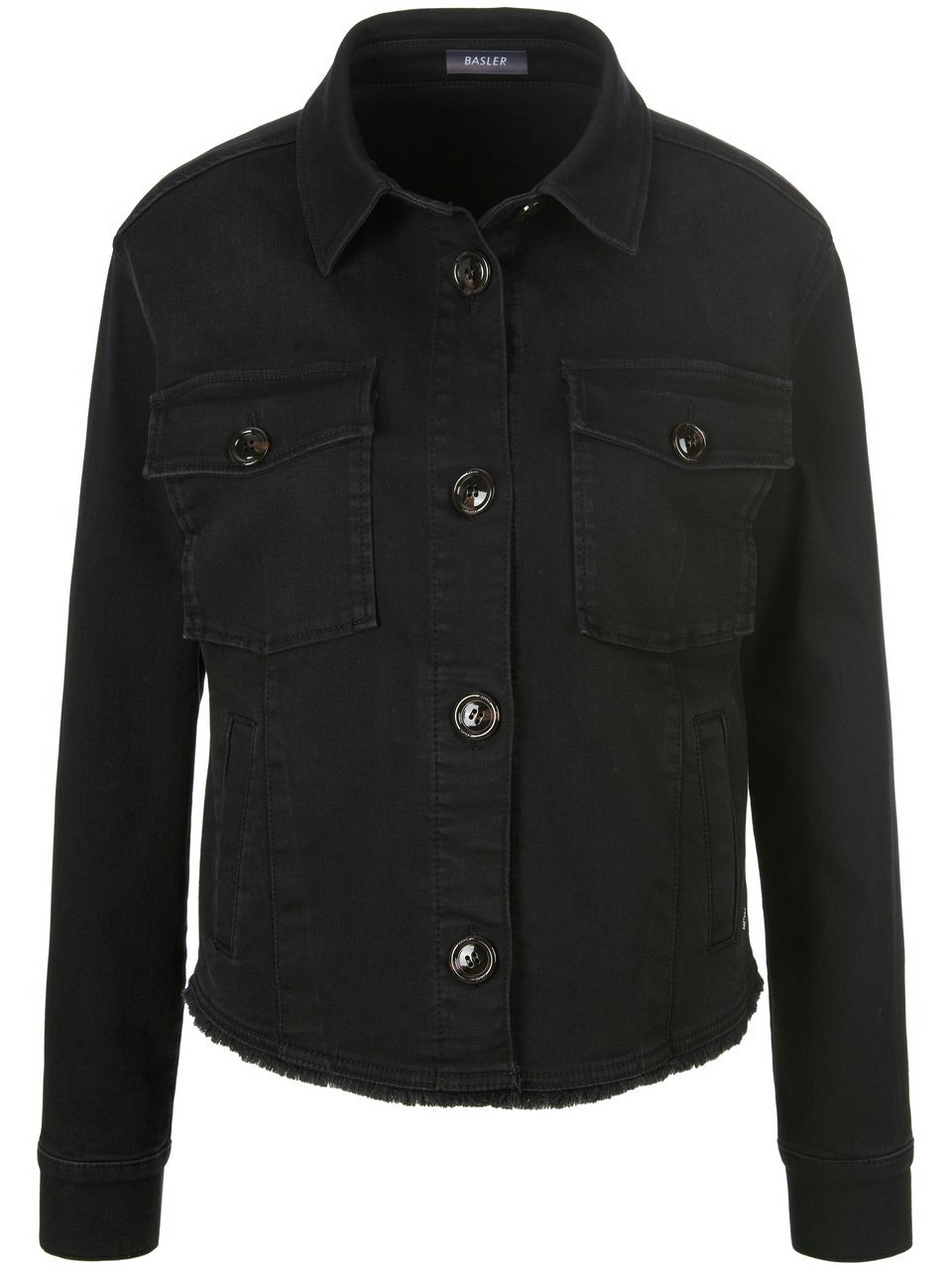 Kurze Jeansjacke mit überschnittenen Schultern