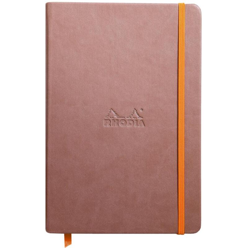 Rhodiarama carnet rembordé rigide A5 192 pages ligné papier ivoire 90 g fermeture élastique