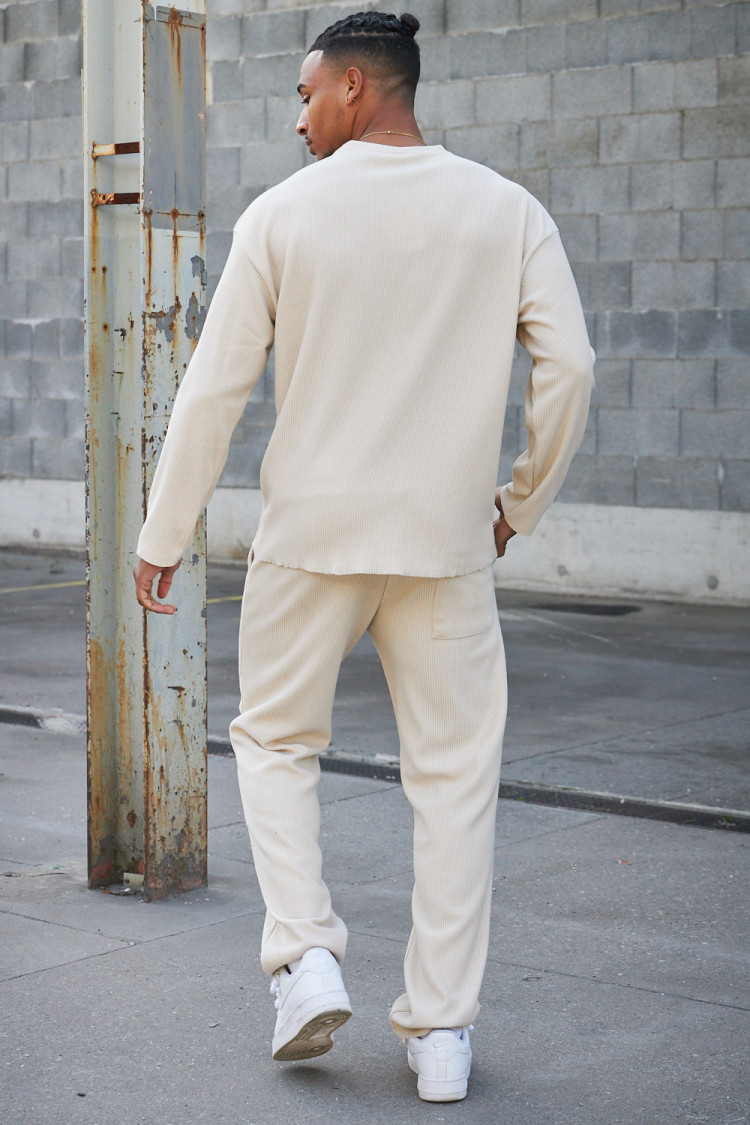 Ensemble 2 pièces pull + pantalon beige