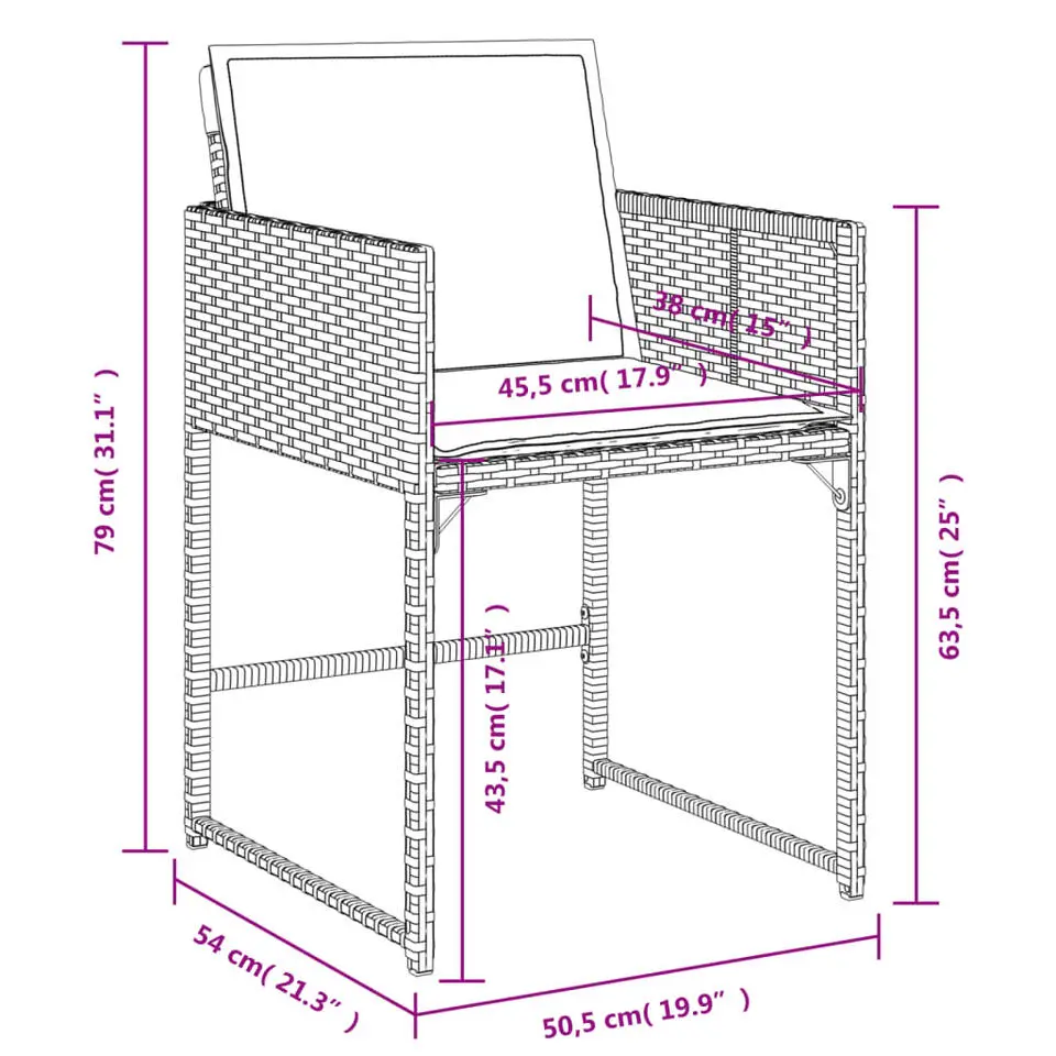 vidaXL - Tuinstoelen - Kussens - Grijs - Poly rattan - 4 stuks