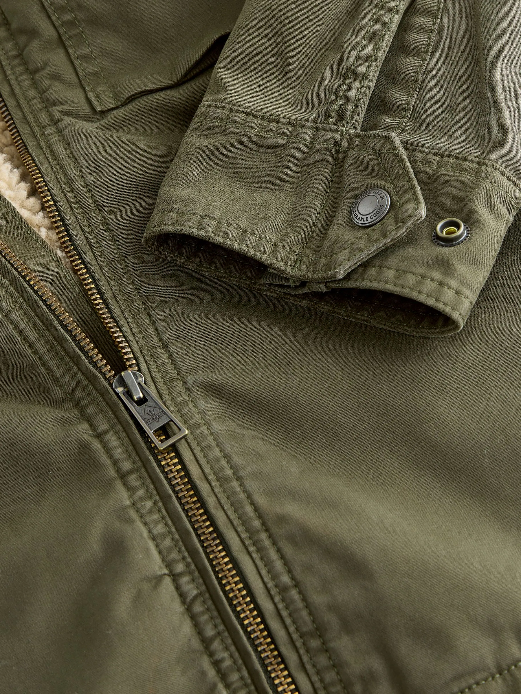 Kakigroen - Borg Lined Zip Through Funnel Jacket