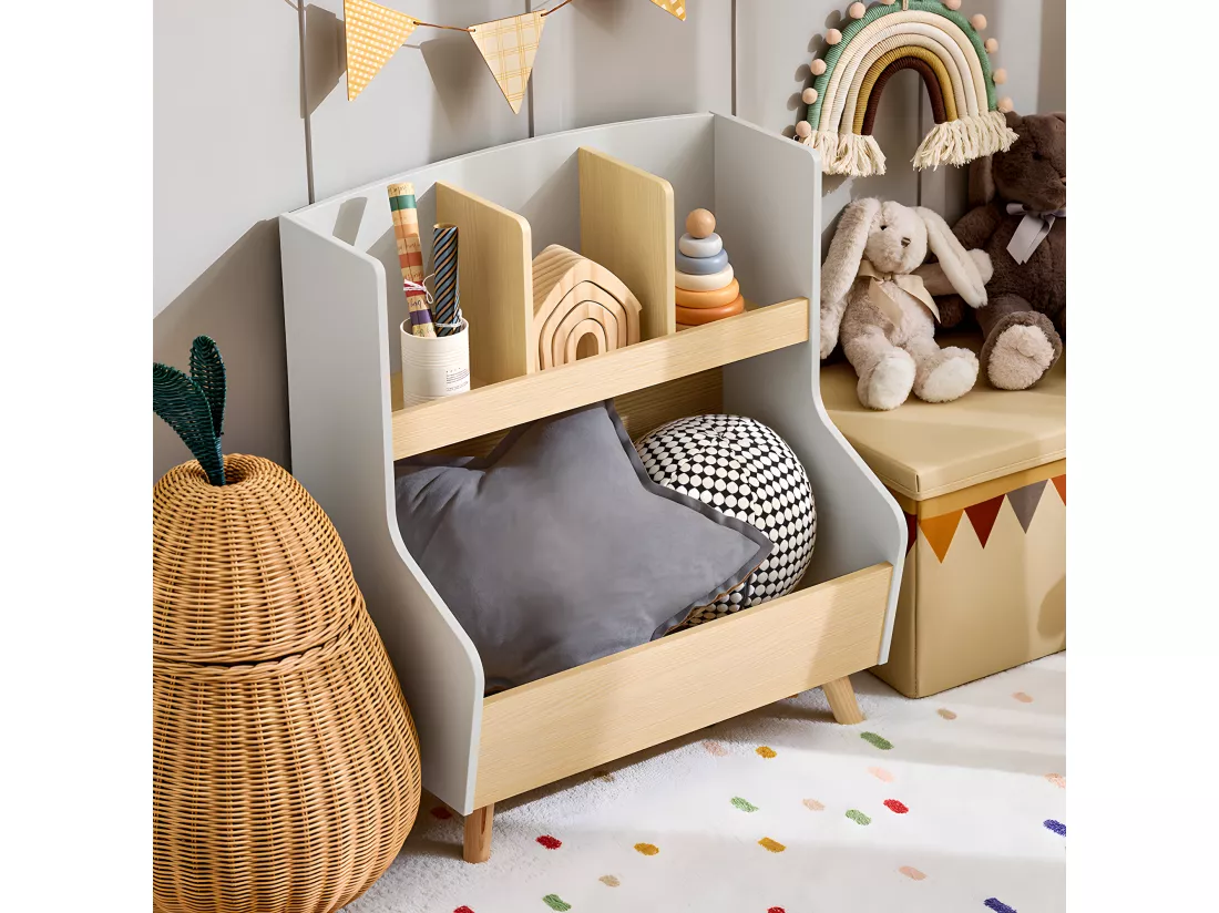 SoBuy Bibliothèque Enfant Étagère de Rangement Jouets pour Enfants Étagère à Livres pour Garçon, Fille, pour Chambre d'enfant et Salle de Jeux, 60 x 37 x 68 cm, KMB105-HG