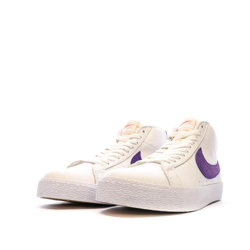 Nike Baskets Blanc/Violette Homme Nike Sb Zoom Blazer Mid
