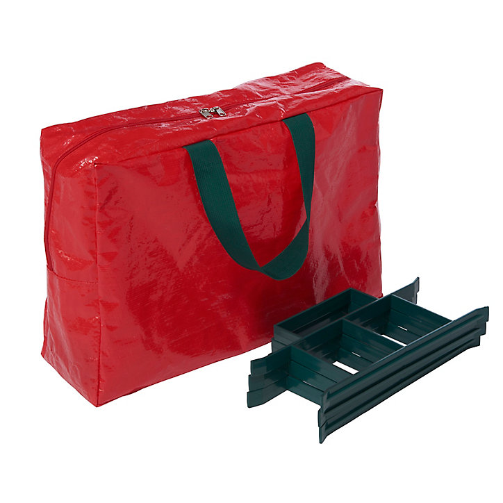 Sac de rangement PVC pour décorations de Noël L.44 x l.15 x H.30 cm rouge