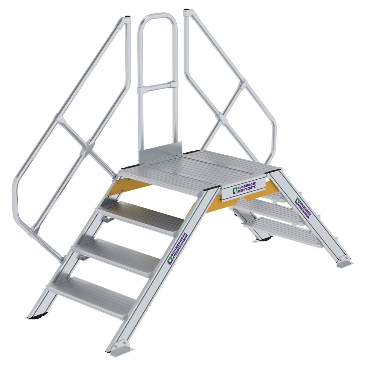 MUNK 45° trede inclusief leuning, tredebreedte 800mm, 2x4 treden