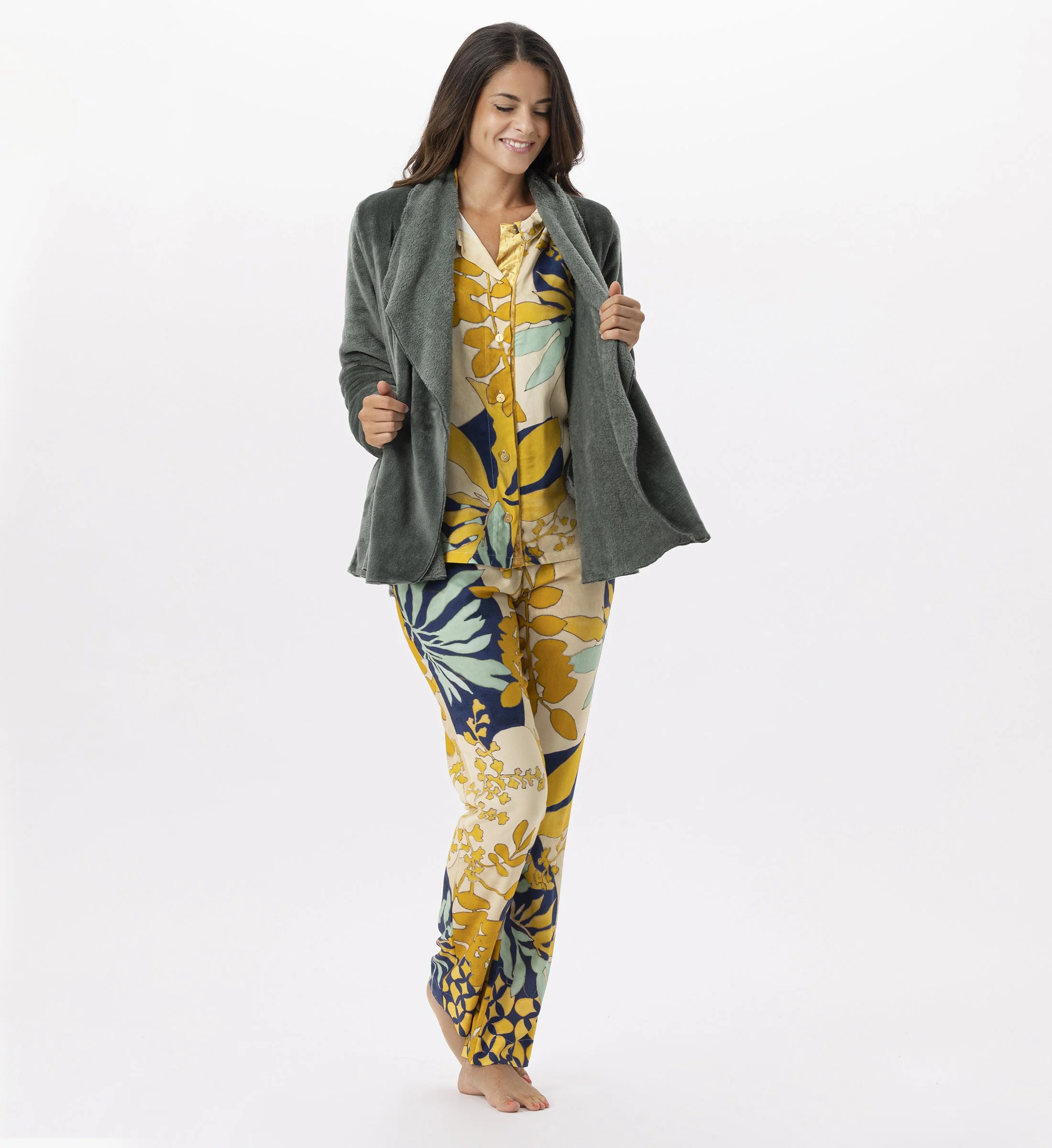 ESSENTIEL 873 - Veste en peluche flanelle | Vert