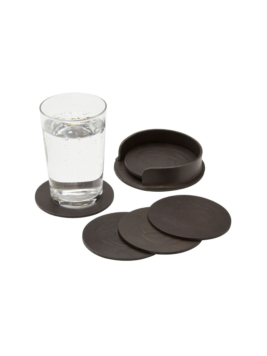 Chevalier After Hunt Coaster Set Leather Brown