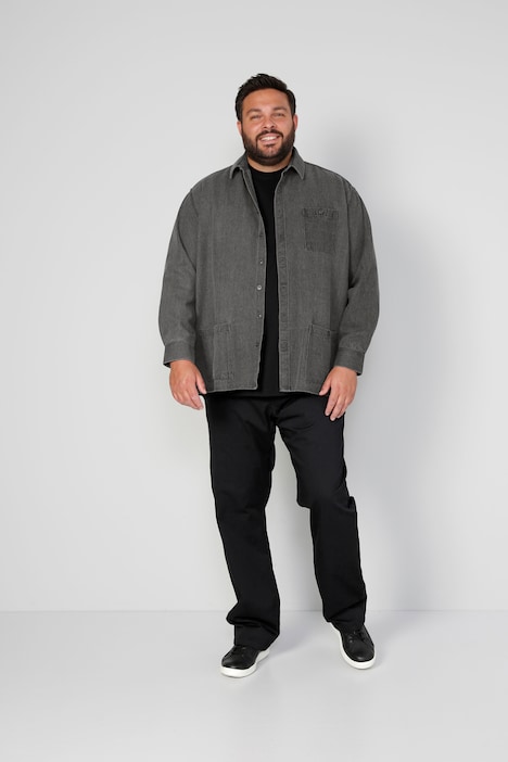 Boston Park Jeanshemd, Langarm, Bauchfit, Kentkragen, bis 80/82