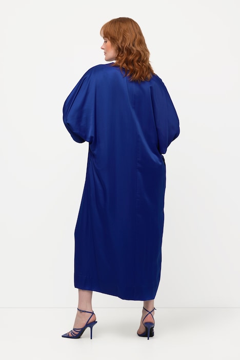 Midikleid, Satin, V-Ausschnitt, Halbarm, Taschen