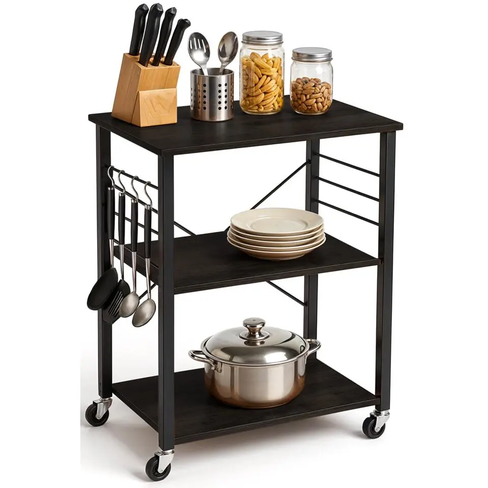 Goliving Keukentrolley - Keukenkast - Keukenrek - Keuken Organizer - Zwart