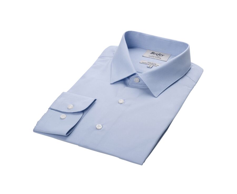 Chemise Bleu coton - Col français - LOUIS CLASSIC