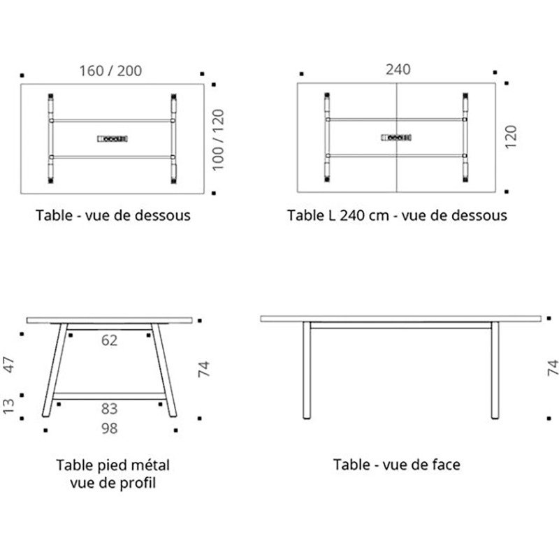 Table de réunion Synergy avec bloc électrique encastré 3 prises AC + 1 USB-A +1 USB-C