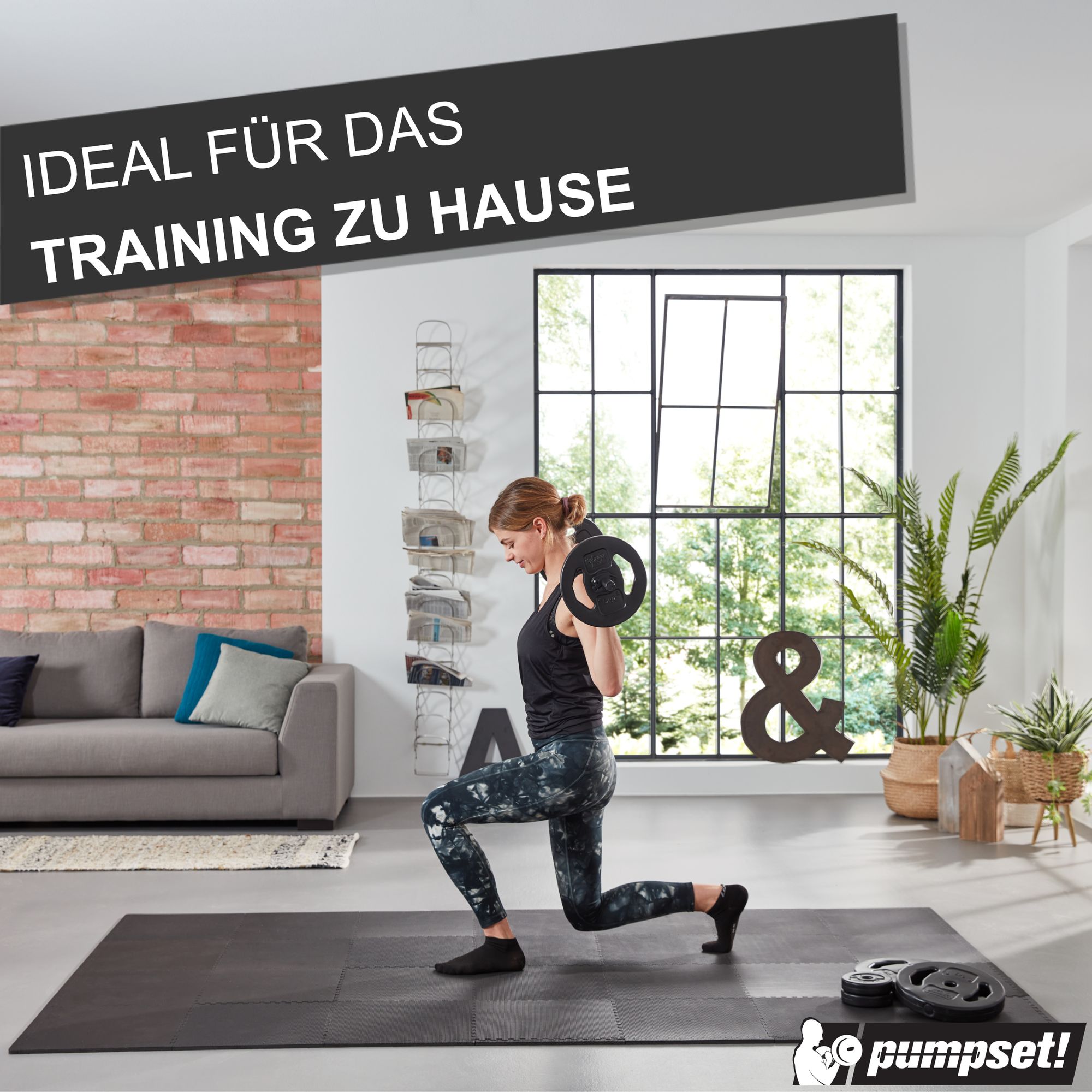 Original pumpset! 20 kg (Stange, Verschlüsse, Scheiben: 2 x 1,0 kg, 2 x 2,5 kg, 2 x 5,0 kg)