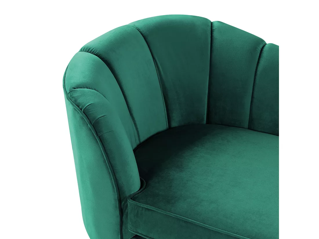 Chaise longue côté droite en velours vert émeraude ALLIER