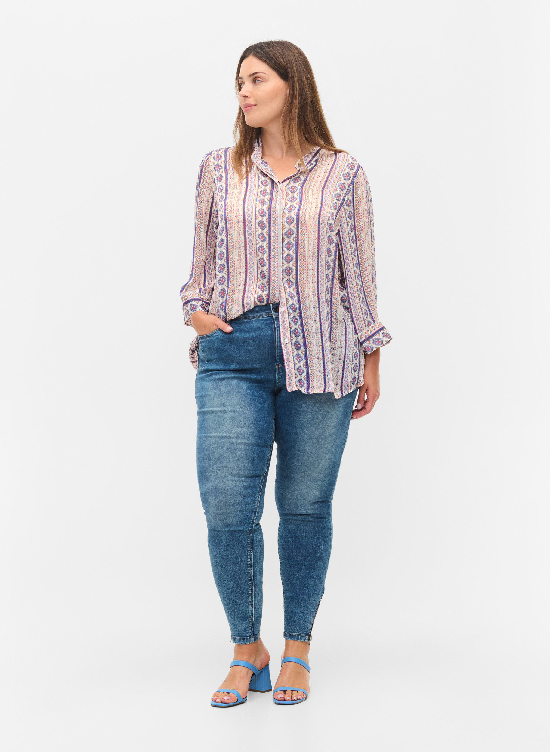 Cropped Amy jeans med lynlås