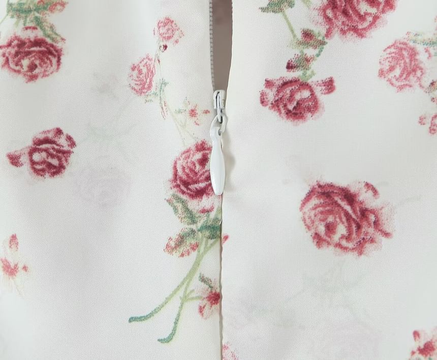 Avauntgardo - Strapless crop top met bloemenprint en bubbelzoom
