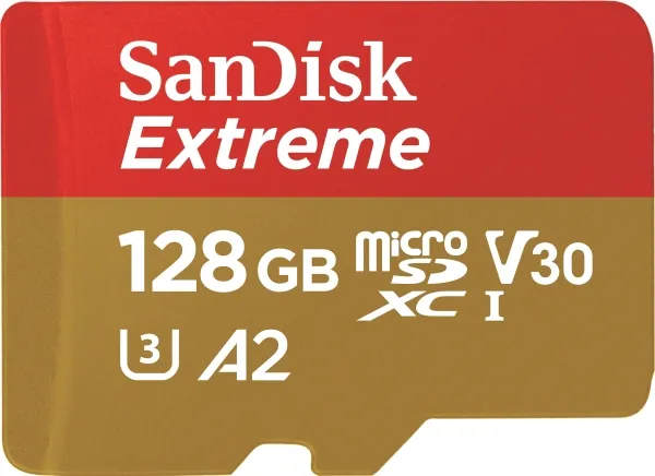 SanDisk Extreme - Flashhukommelseskort (microSDXC til SD adapter inkluderet) - 128 GB - A2 / Video Class V30 / UHS-I U3 / Class10 - microSDXC UHS-I