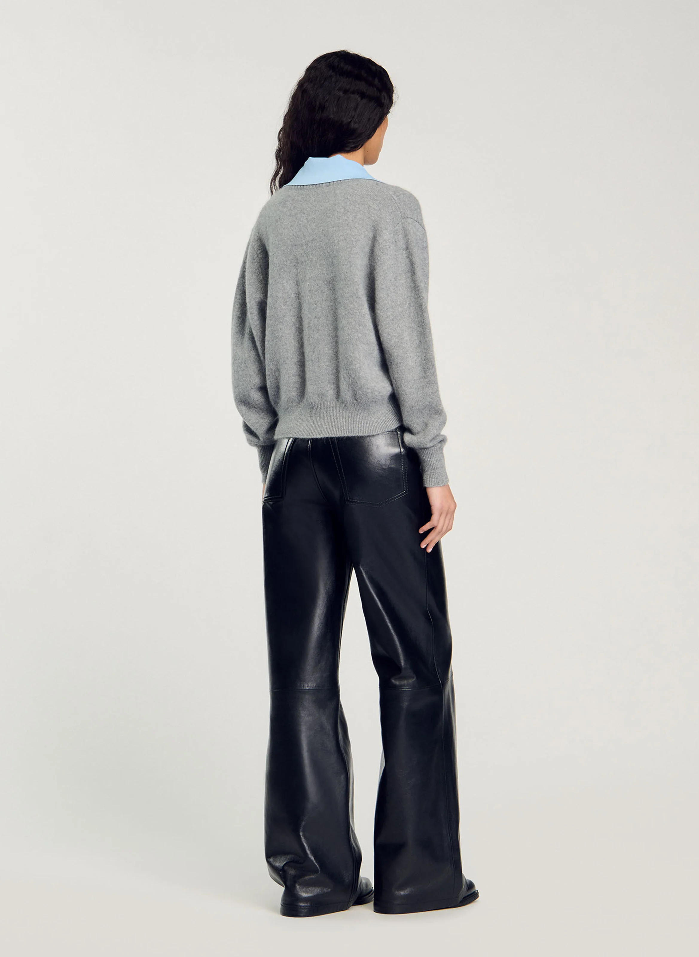 Pull col chemise en laine | Gris
