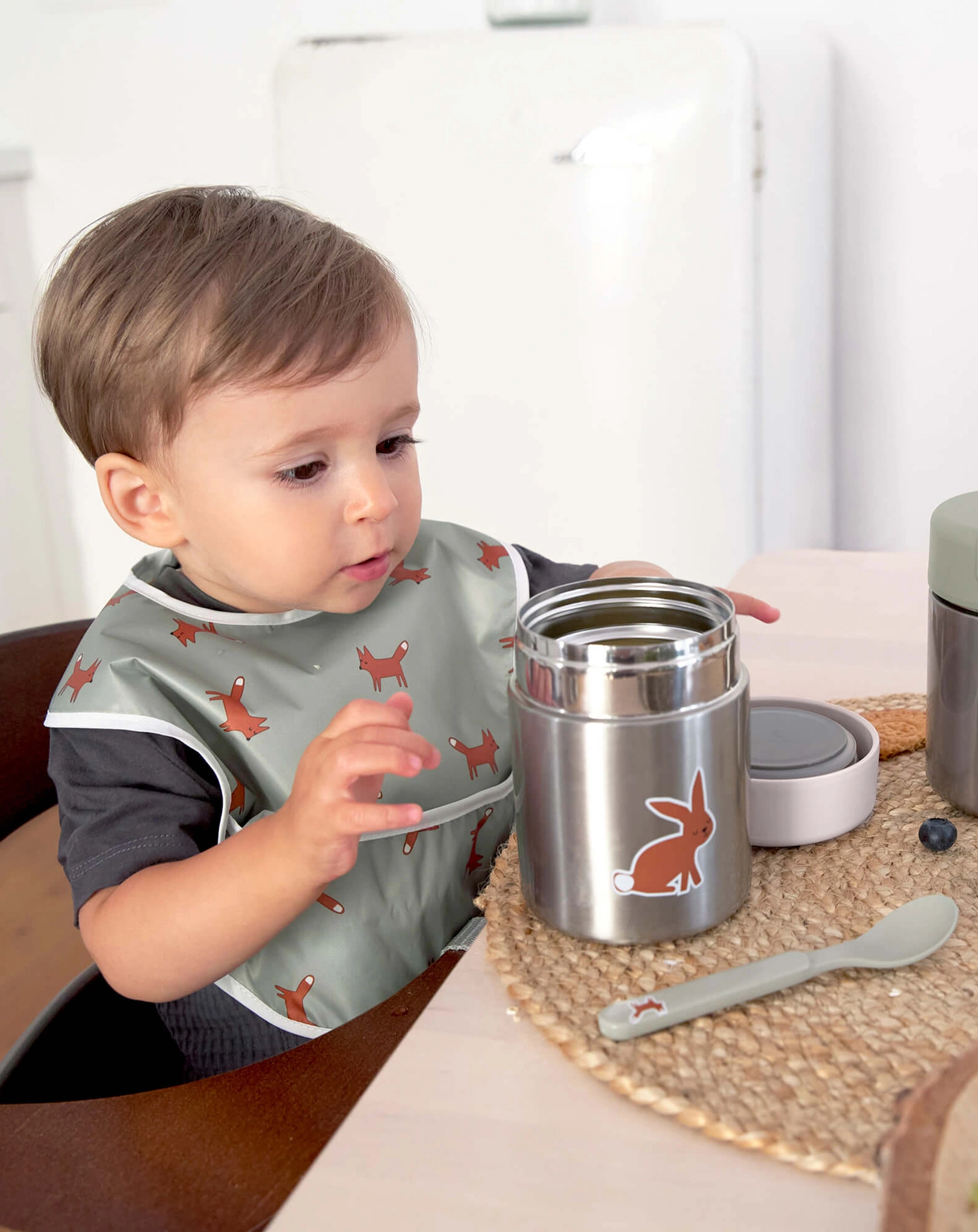 Lätzchen LITTLE FOREST FOX 2er-Set in grau