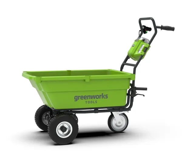 Greenworks G40GC, Motoriseret trillebør, 3 hjul, Solidt hjul, Sort, Grøn, 100 kg, 550 mm