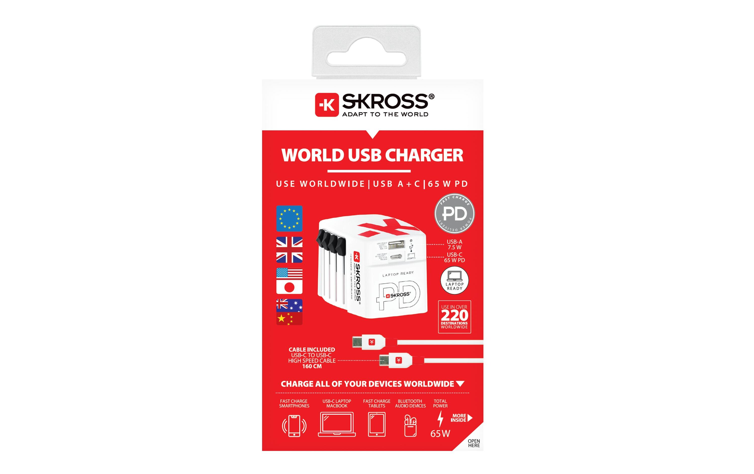 USB-Wandladegerät AC65PDPraktisches und universelles Doppel-USB-Ladegerät