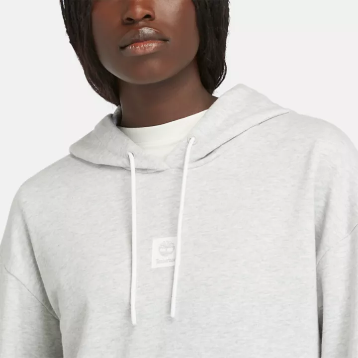 Sweat à capuche à envers bouclé pour femme en gris clair