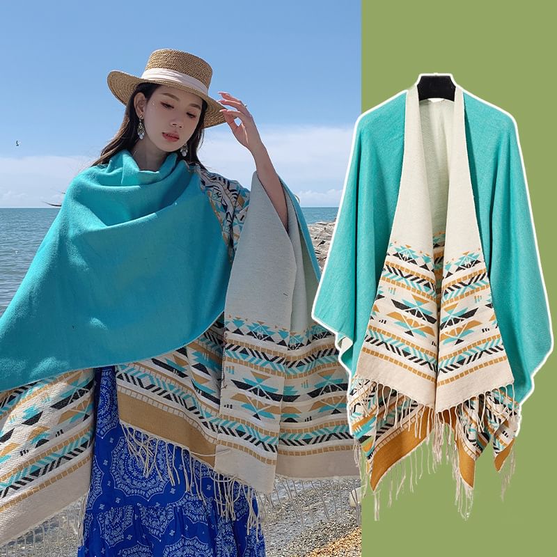 Dreamaway - Sjaal met geometrisch patroon en franjes