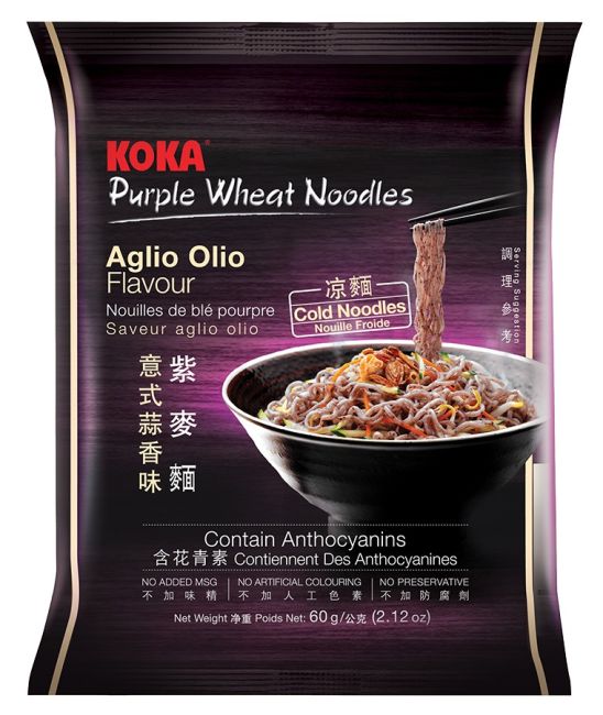 Koka Instant Paarse Multigranen Noedels Aglio Olio Smaak 60g