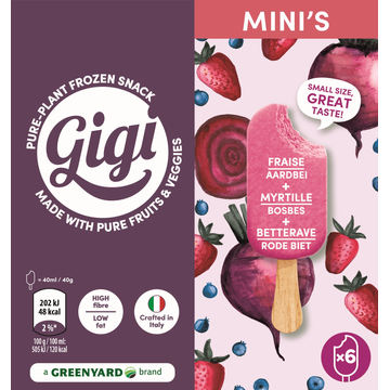 GIGI Waterijsjes Aardbei Bosbes Rode Biet 6x40ml