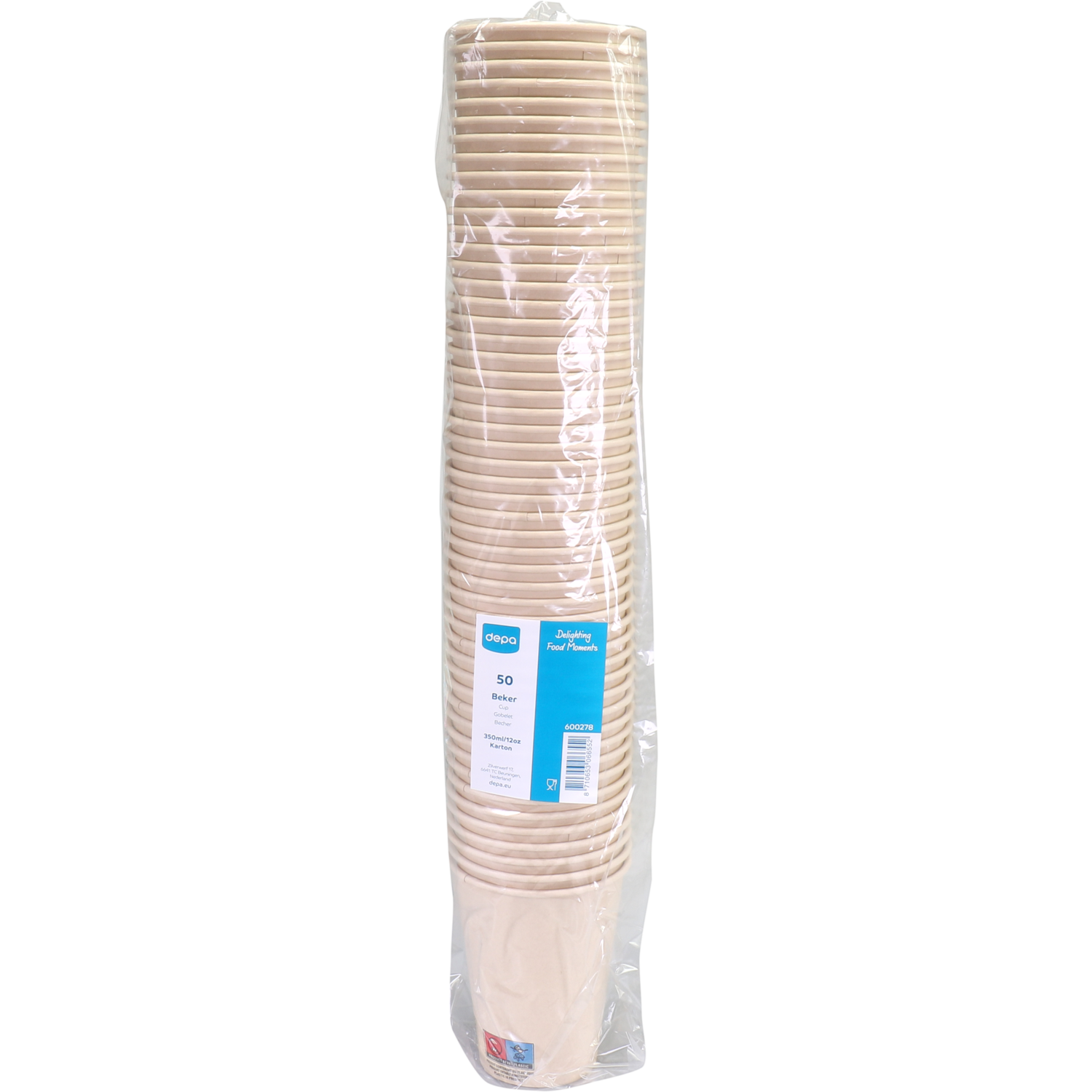 Depa, Beker, Bamboepapier + PE, 350ml, 12oz, lichtbruin