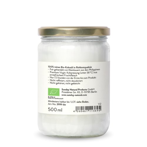 Sunday Natural Products  Bio Kokosöl Premium Virgin