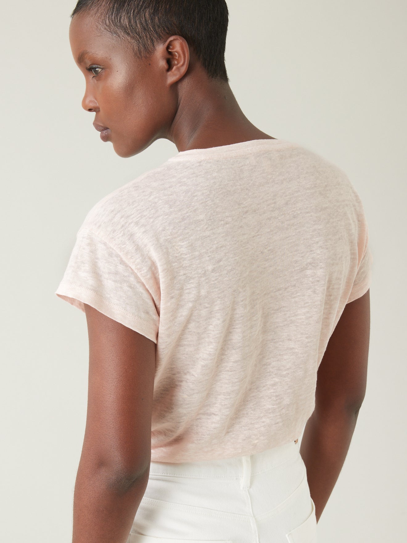 T-shirt lin femme col rond