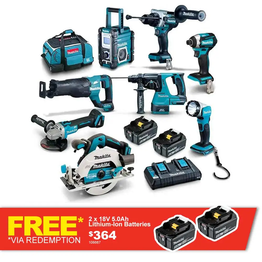 18V BRUSHLESS 8 PIECE 2 X 6.0AH COMBO KIT DLX8046GX1