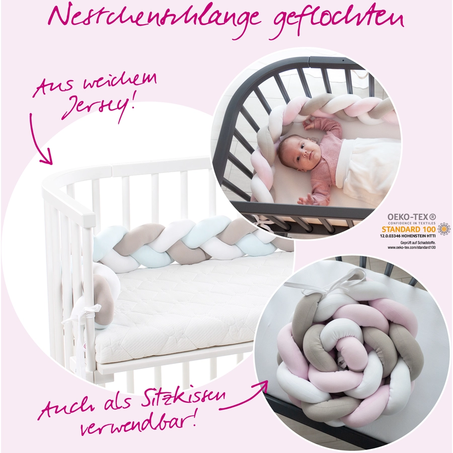 babybay® Nestchenschlange geflochten weißbeigerosa