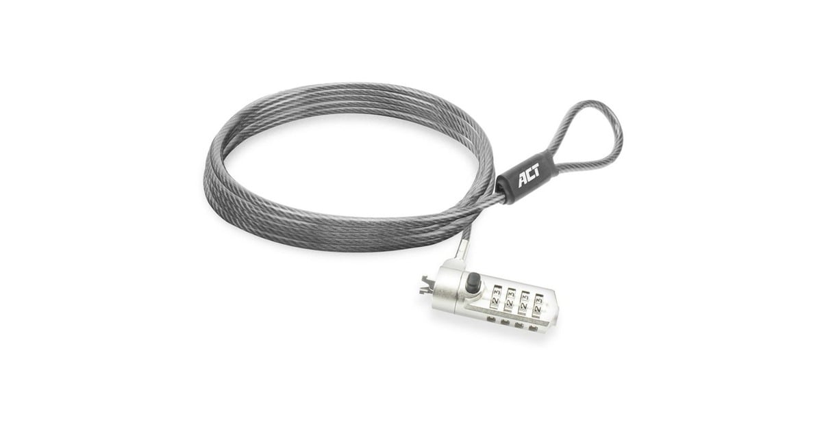 ACT ConnectivityNano laptopslot met cijfercode diefstalbeveiliging  (Grijs, 2 meter)