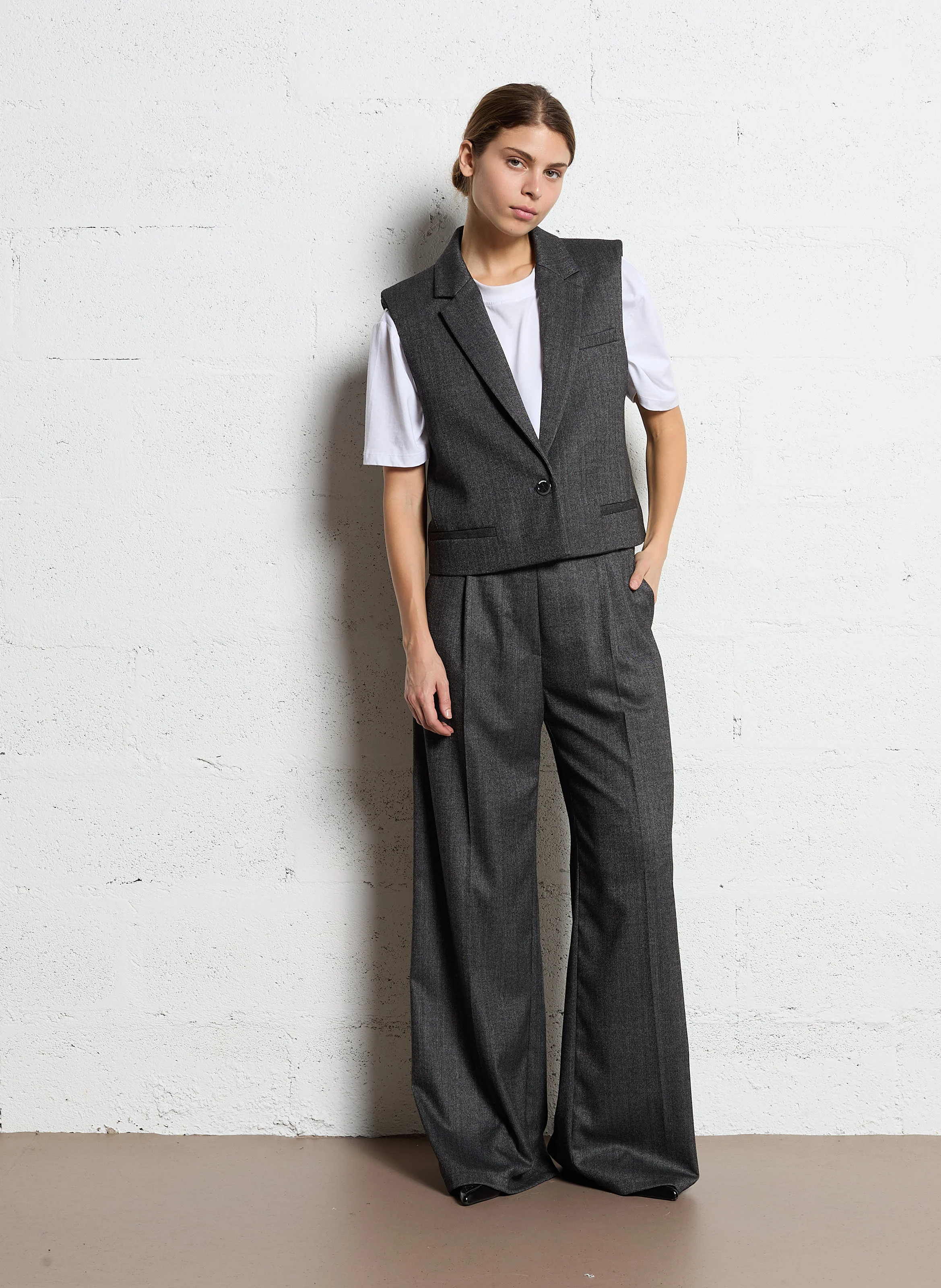 Pantalon palazzo | Gris