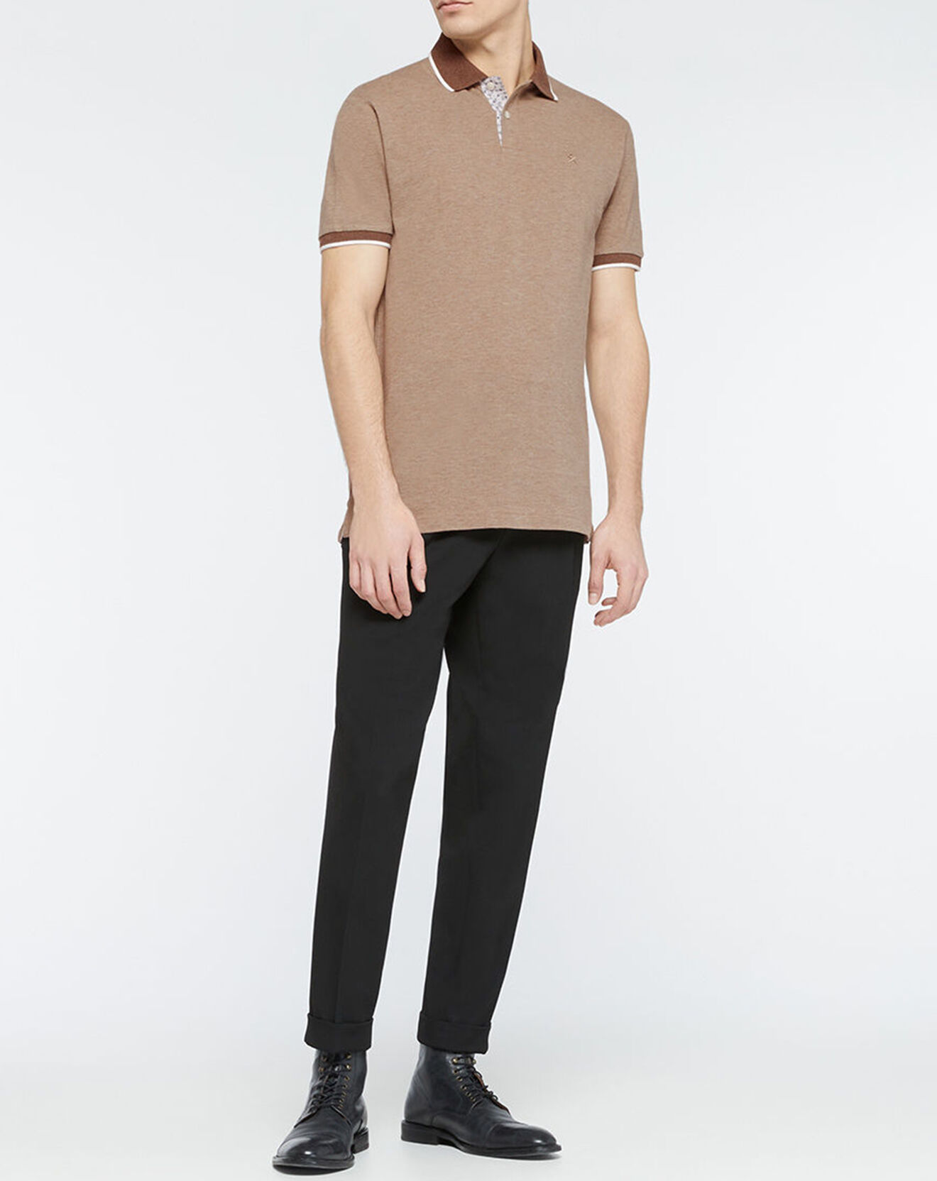 Hackett London Polo Regular Fit beige foncé chiné