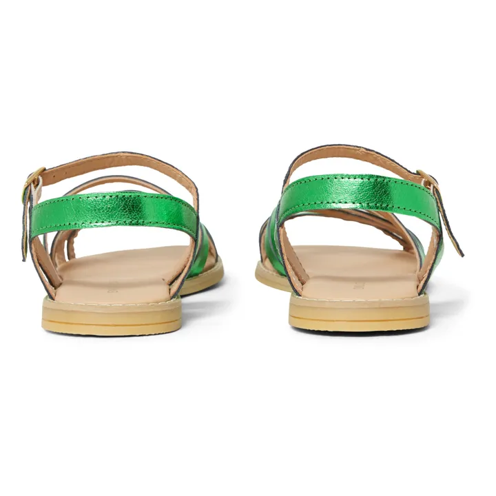 Emile et Ida Sandales Cuir Tresse | Vert