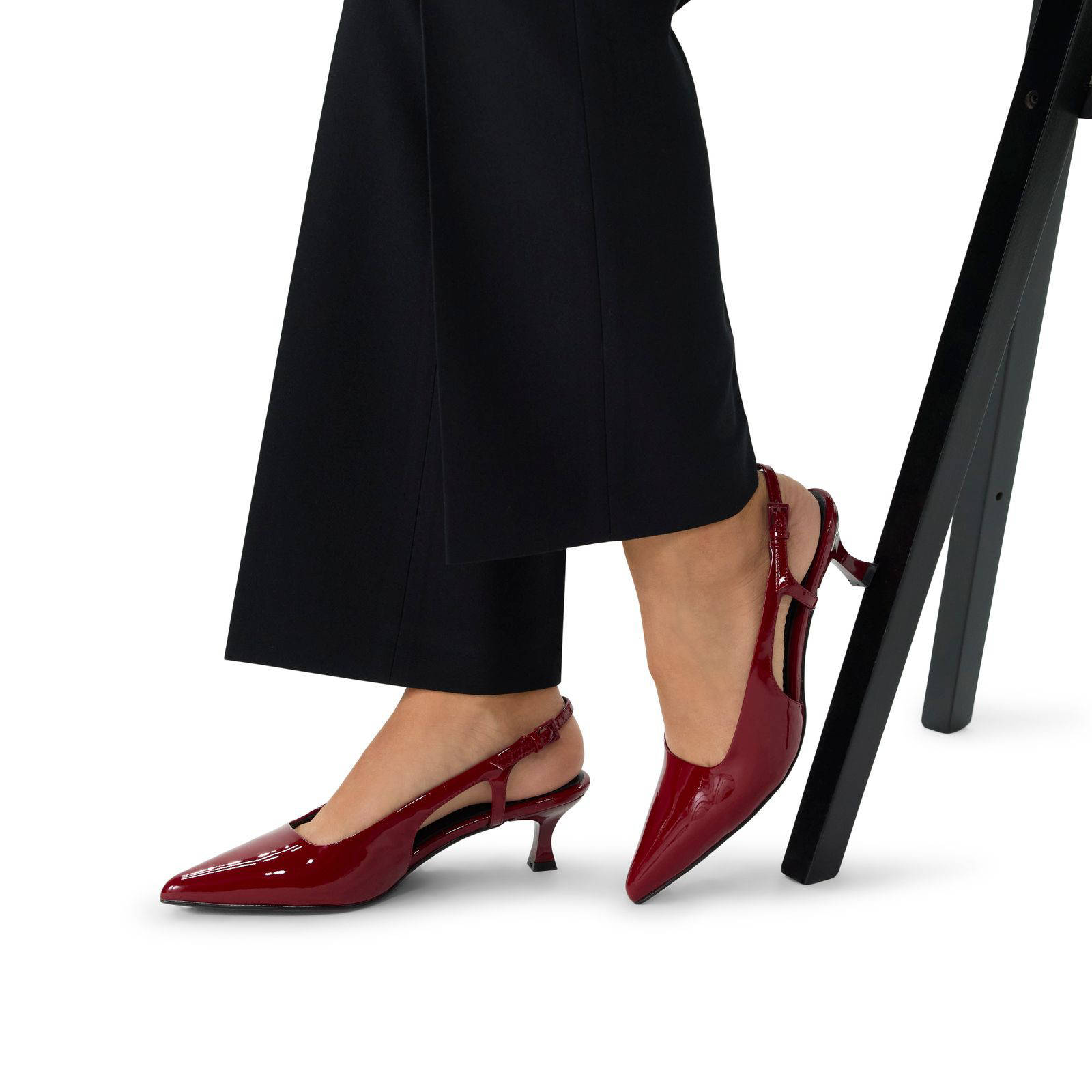 Manfield lakleren slingback pumps donkerrood