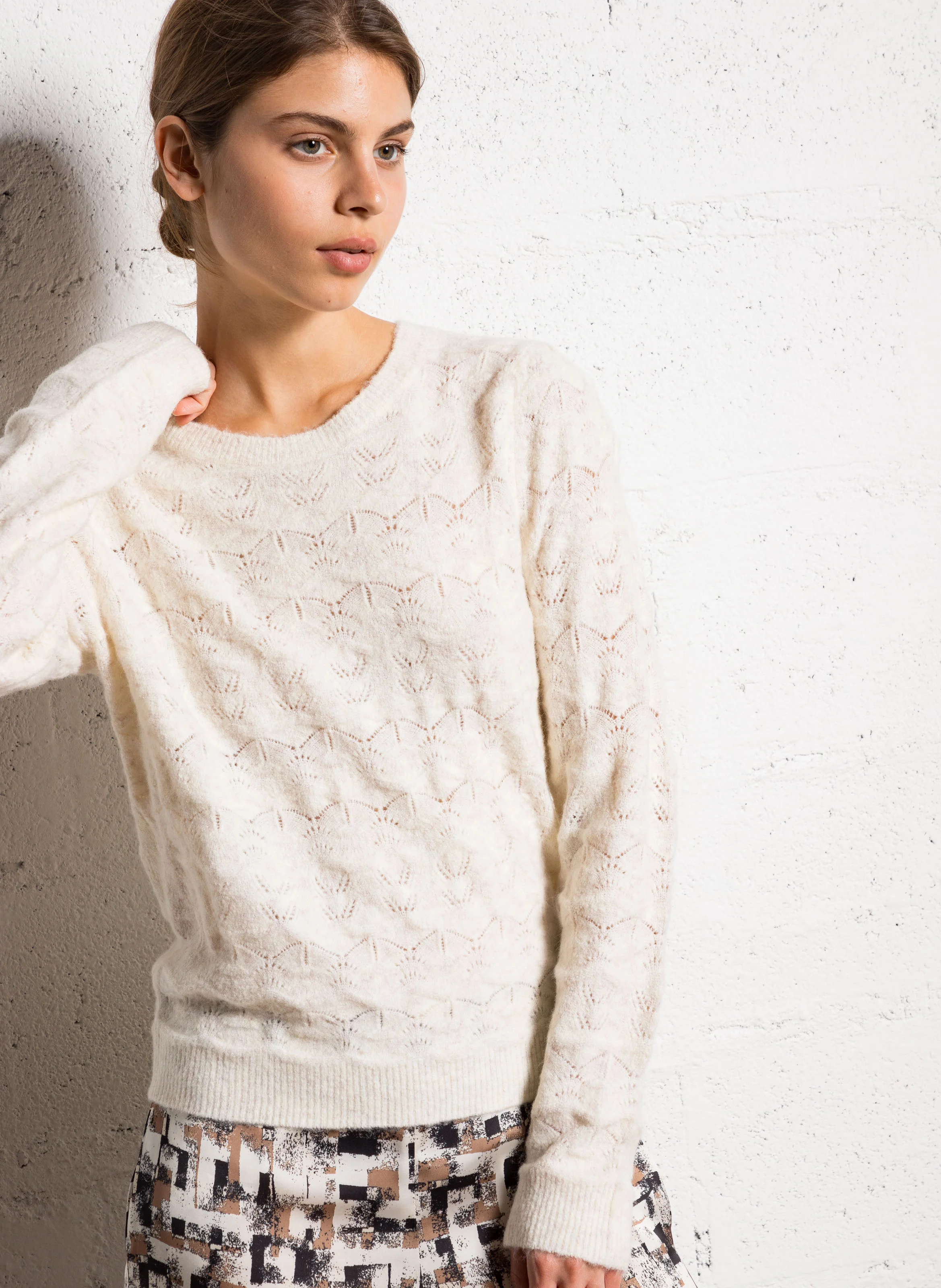 MORGANE - Pull col rond| Beige