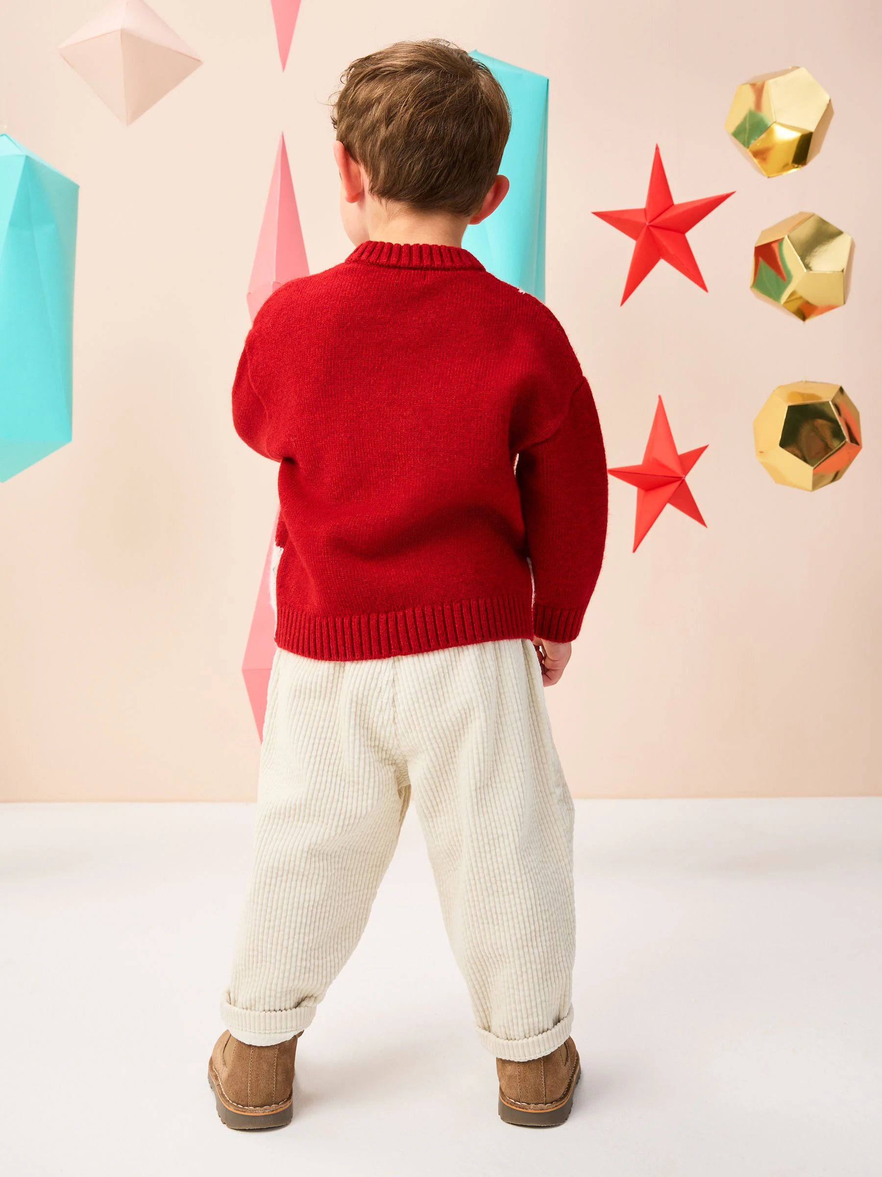 Helder Rood Rendier - Gebreide kersttrui (3 mnd-7 jr)