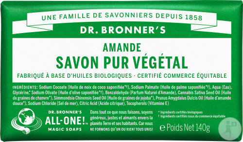 Dr Bronner's Pain De Savon Amande Visage Et Corps Toutes Peaux 140g