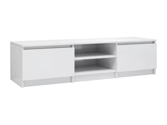 Meuble TV Blanc brillant 140x40x35,5 cm Aggloméré