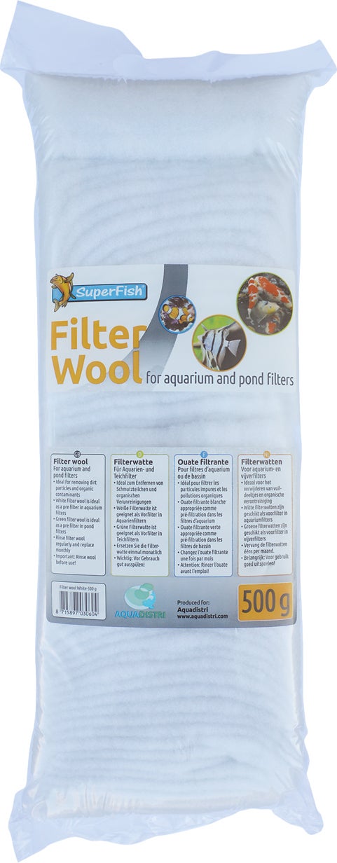 SuperFish aquarium filterwatten fijn wit 500 g